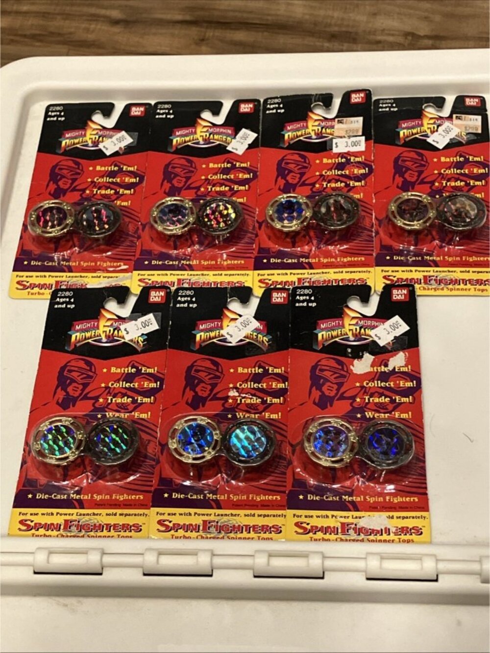 Mighty Morphin Power Rangers Spin Fighters Tops Die Cast 1993 Lot